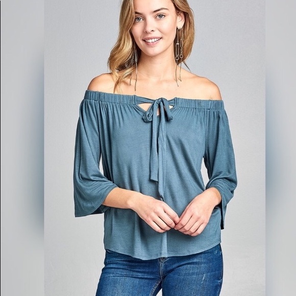 🎉HP🎉SOFT BLUE FRONT TIE TOP🦋 - Picture 3 of 4